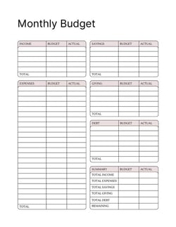monthly budget